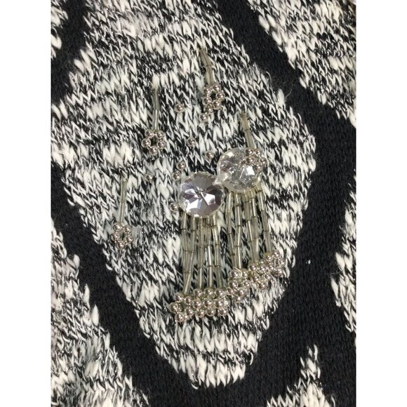 Vintage Mariea Kim Women Sweater Beaded Embellished Sleeveless Black White Small - Picture 2 of 7